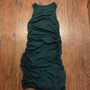 SHEIN Green Ruched Sleeveless Halter Bodycon Midi Dress